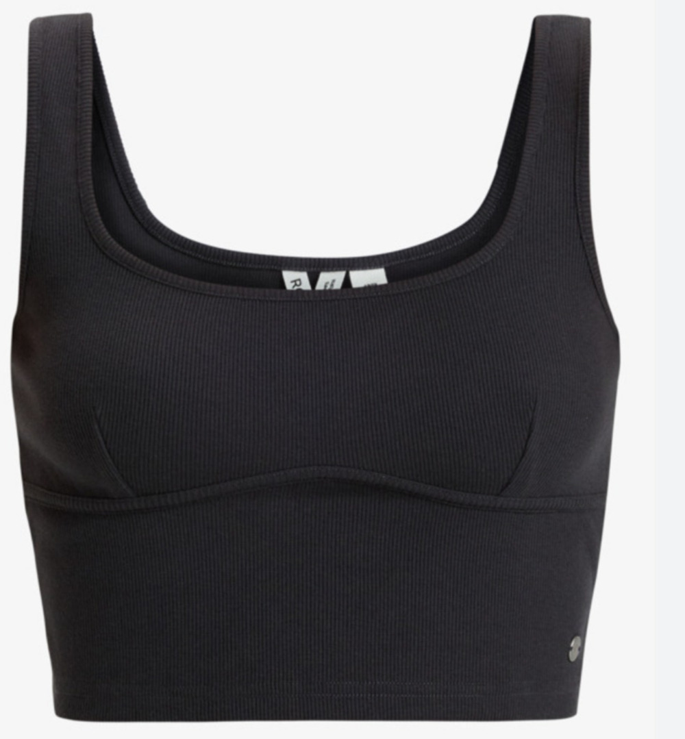 Roxy Women's Pretty Please Crop Ribbed Black Tank Top Scoop Neck XL NWT